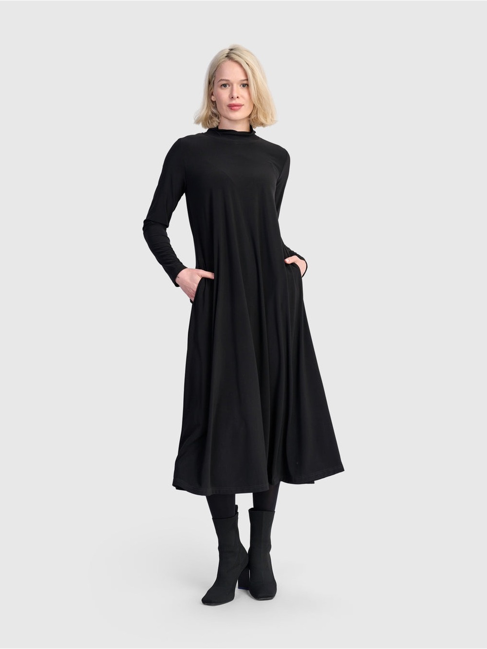 Alembika Black Long Sleeve Maxi Dress